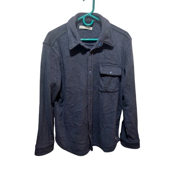 Outerknown Blanket Shirt Navy Blue Woven Cotton Flannel Button Up Men's Size M - Picture 1 of 10